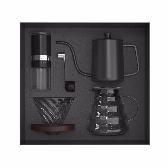 Novo formato de nuvem da Amazon, resistente ao calor, vidro com alto teor de borosilicato, copo de filtro, copo manual, moedor de café, despeje sobre a chaleira de café, conjunto de presente de café por gotejamento